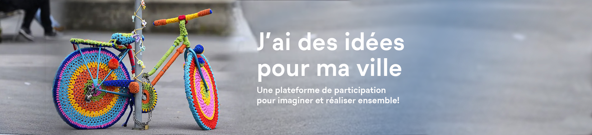 Bannière de la page d'accueil avec un message de bienvenue